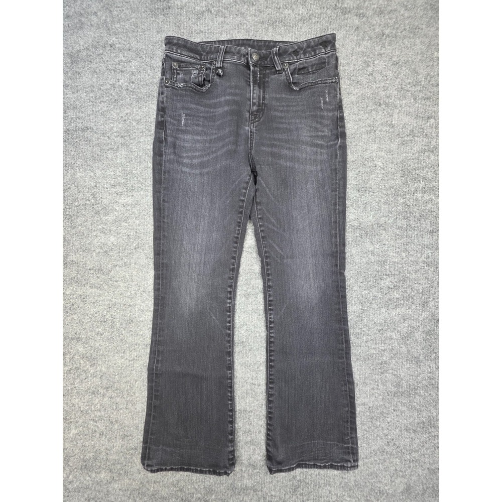 R13 Bootcut Flare Jeans Women's FITS 28 x 25 Black Faded Kick Italy